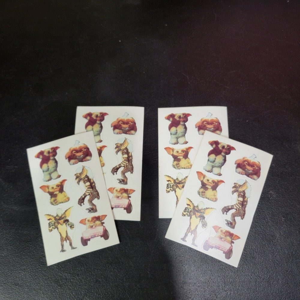 Vintage 1984 Warner Bros Gremlins Sticker Sheets Gizmo Stripe Lot 4 24 Stickers